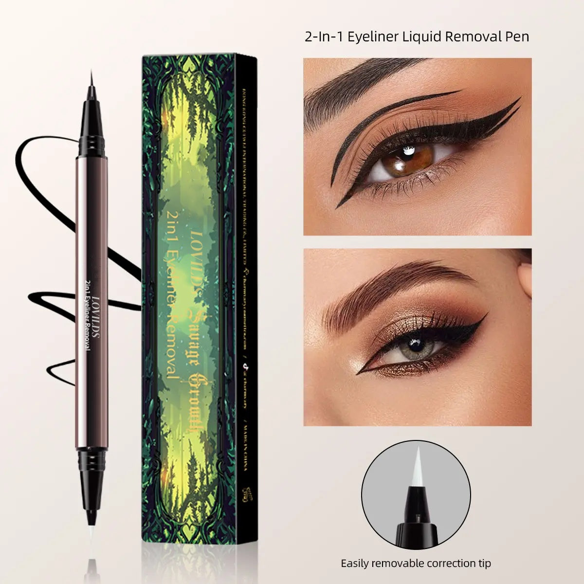 🔥 2-In-1 Waterproof Eyeliner Pen With Correction Tip
