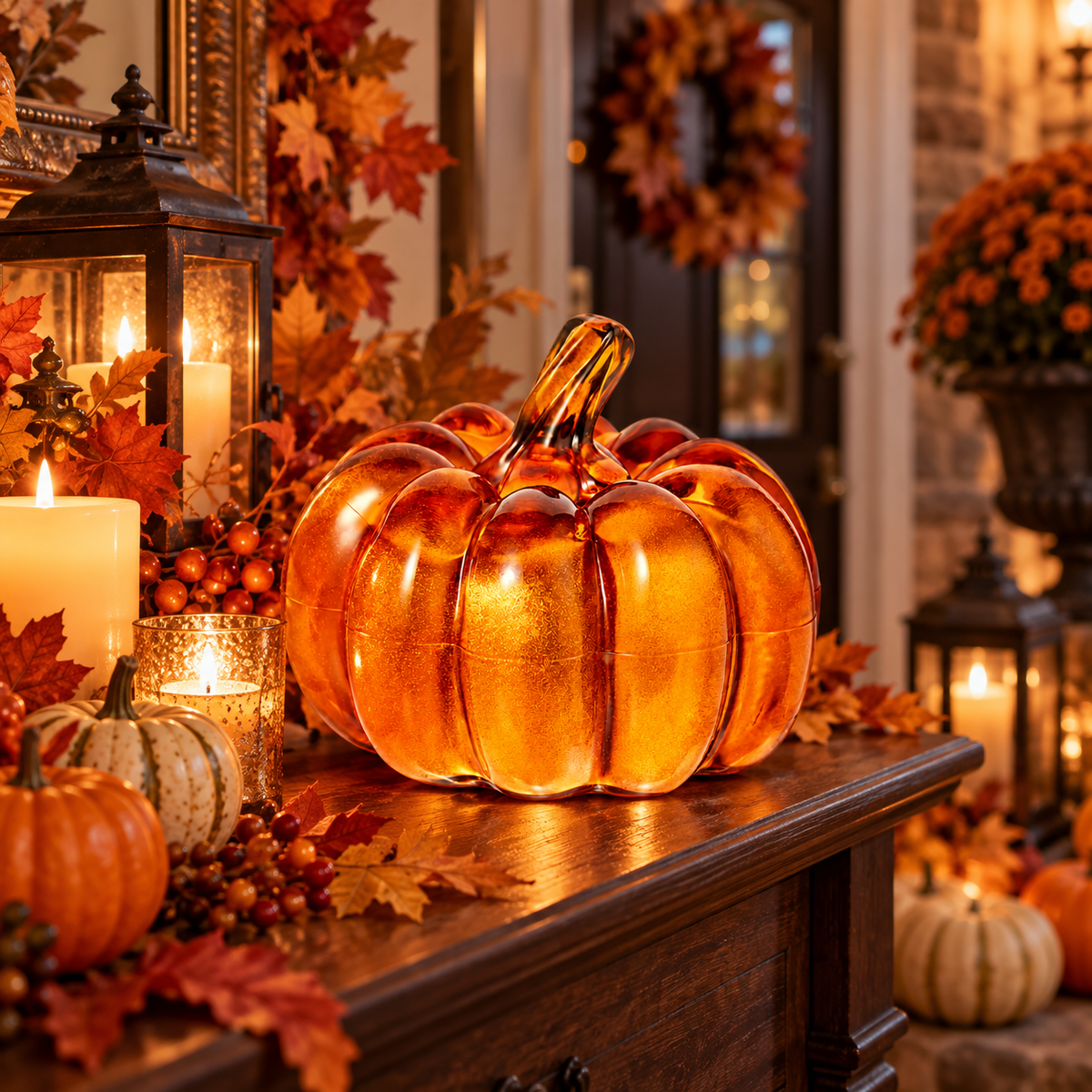 Transparent Gold Pumpkin LED Light
