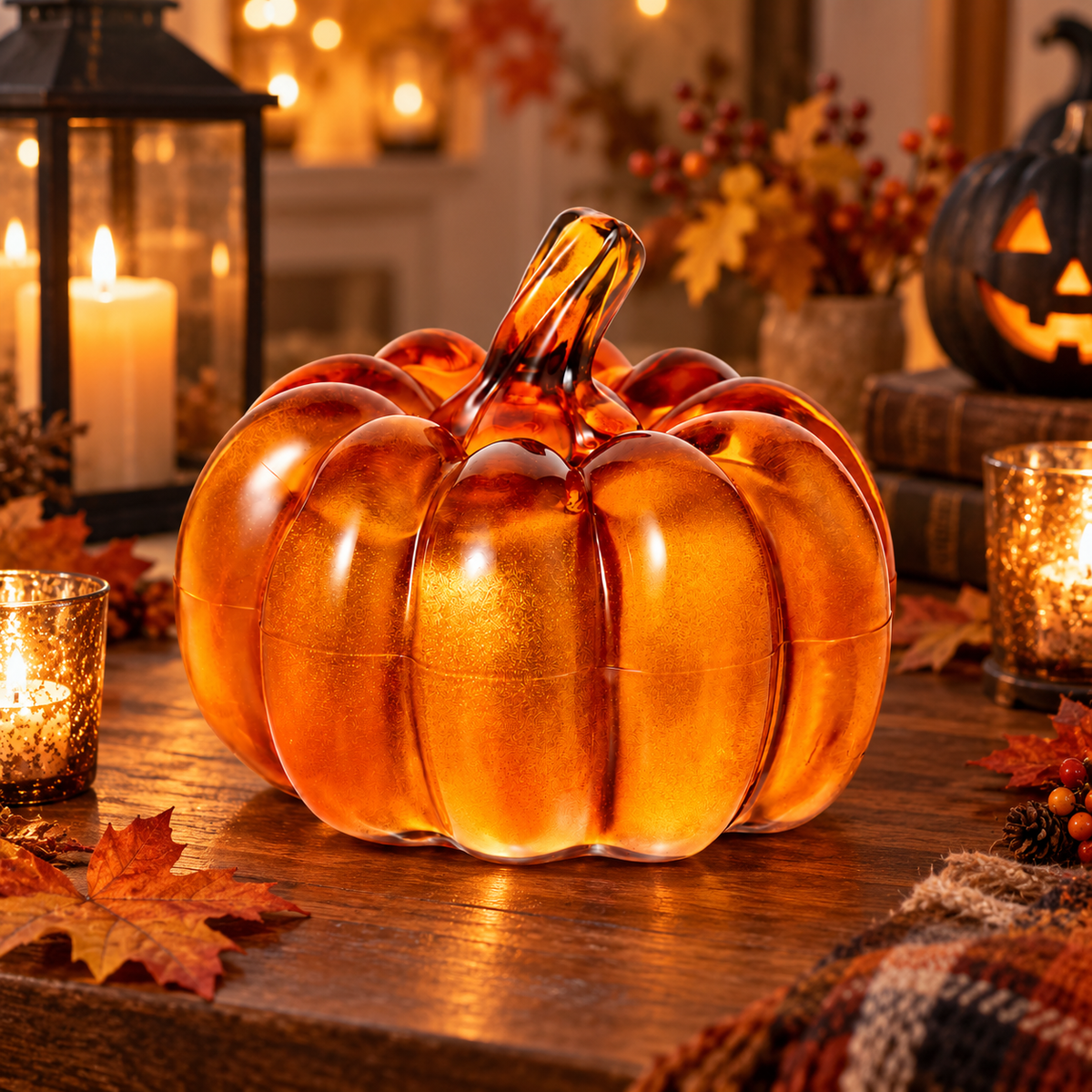 Transparent Gold Pumpkin LED Light
