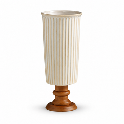 Vintage Ribbed Ceramic Vase