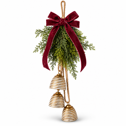 Vintage Striped Christmas Bell Hanging Decoration